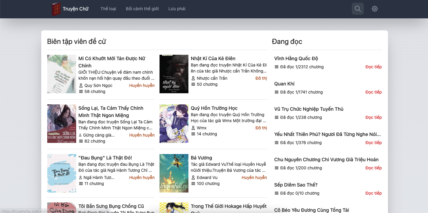Thông tin website truyện chữ Truyenchu.com.vn